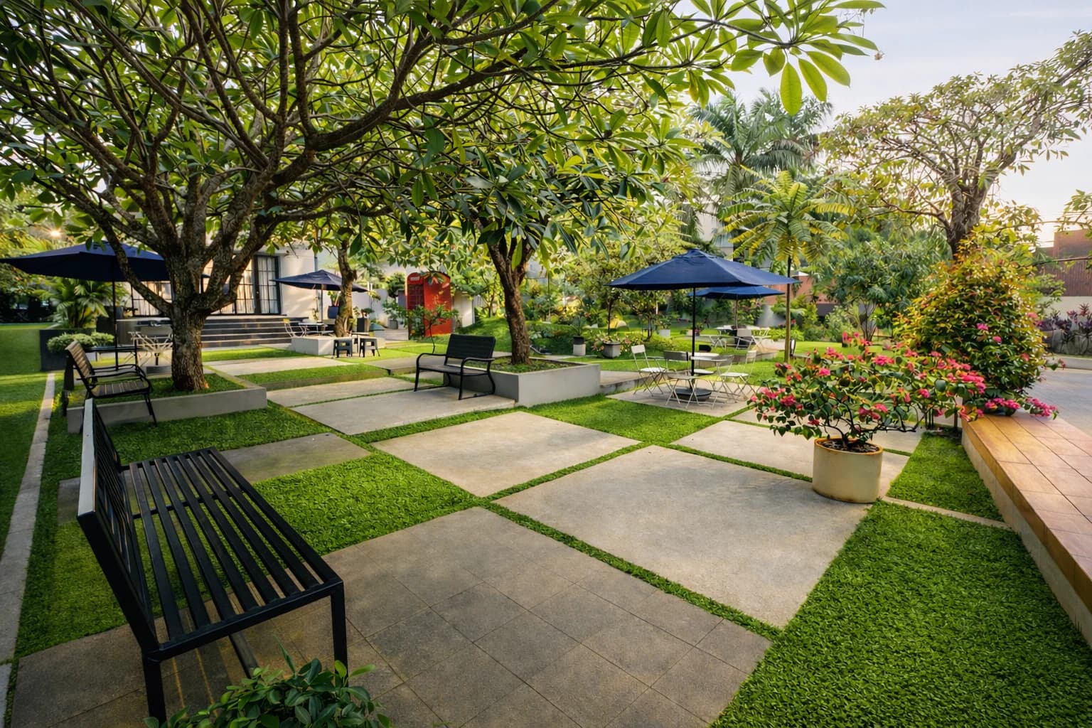 Landscaped garden at Merlyns Garden Inn